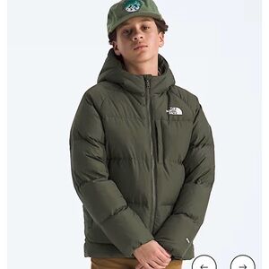 The North Face Kids Olive Green Puffer Jacket with Hood